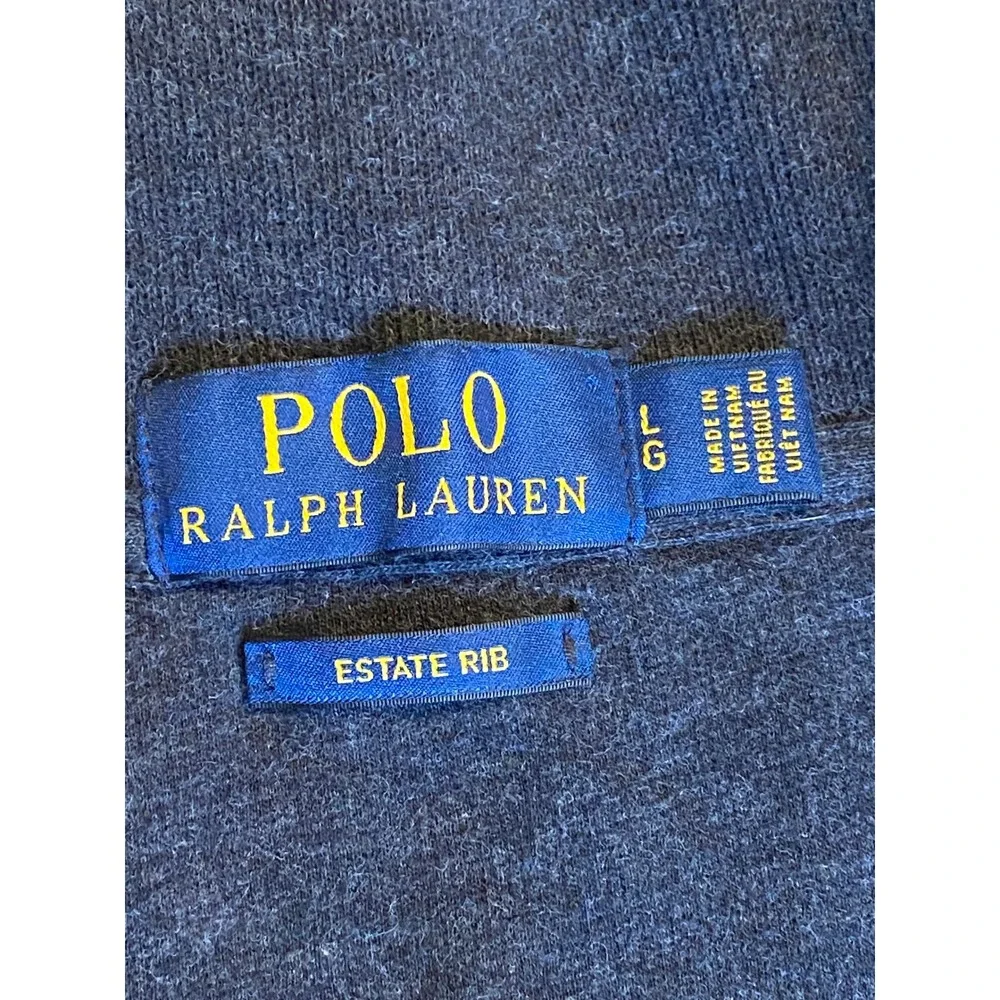 Polo Ralph Lauren Mens Estate Rib Quarter Zip Pullover Sweater Grey Large